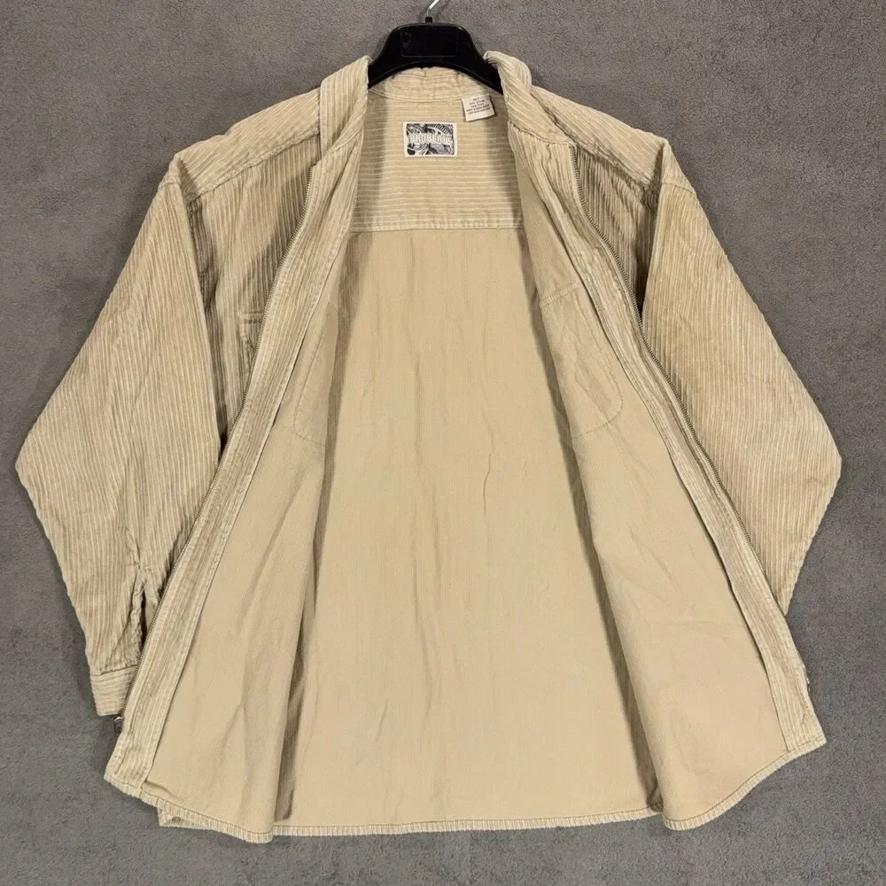 Property Mens Corduroy Zip Up Shirt Jacket Tan Beige Workwear XL Tall XLT Cotton - Picture 6 of 10